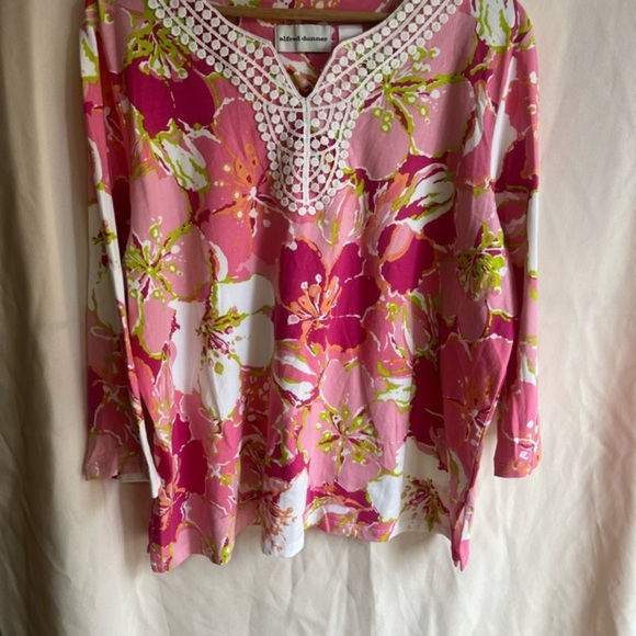 Alfred Dunner Pink Embellished Blouse with Bib Collar - Picture 1 of 7